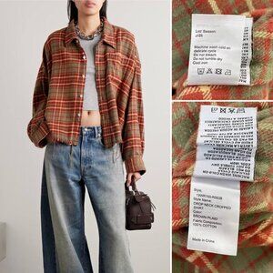 R13 Frayed checked cotton-flannel shirt